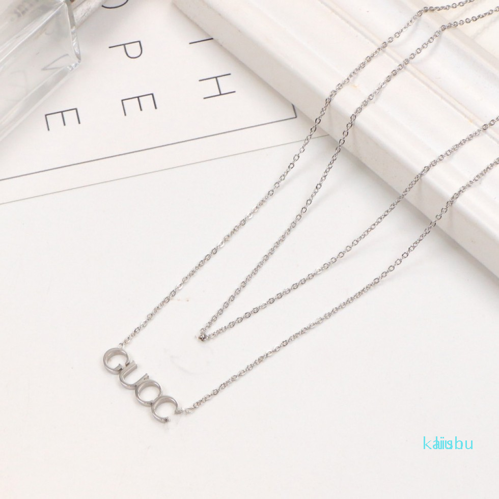 

2021 High quality extravagant Design necklace double fashion love letter stainless steel women jewelry wholesale