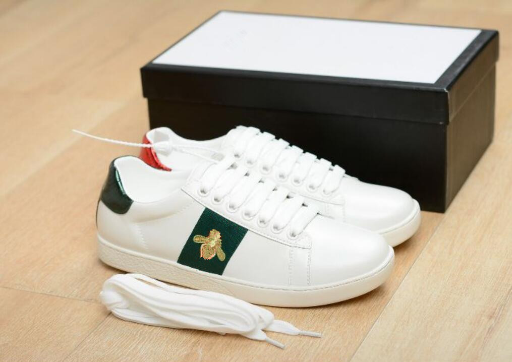

Designer Men Women Sneaker Casual Shoes Top Quality Snake Chaussures Leather Sneakers Ace Bee Embroidery Red Green Stripes Shoe Walking Sports 1688