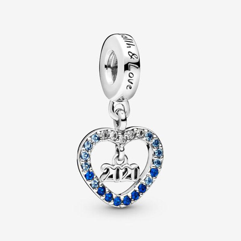 

Other 925 Sterling Silver Class Sparkling Blue Hearts Dangle Charms Women DIY Jewelry Gift Beads Fit Original Pan Bracelets