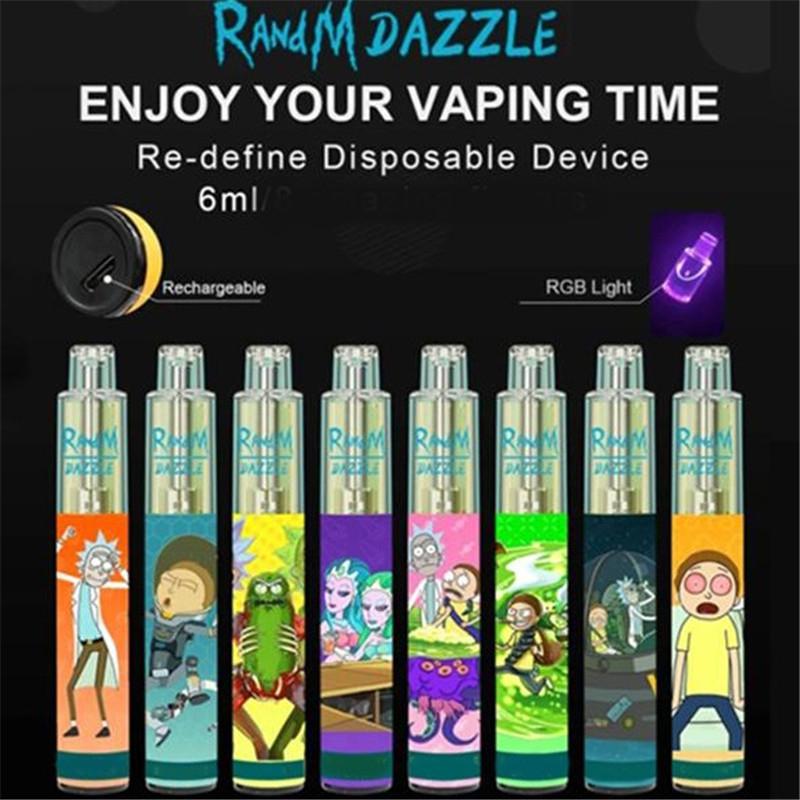 

Original Randm Dazzle Disposable Pod Device Kit With RGB Light 1100mAh Battery 2000 Puffs Prefilled 6ml Cartridge e cigarette 0268204