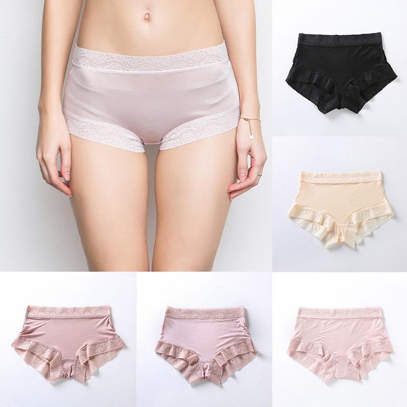 

Women's Panties Silk Underwear, Breathable And Comfortable Mulberry Lace Buttocks Sexy Large Size Seamless Boxer Briefs, 07