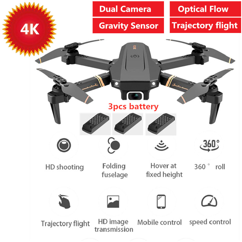 

Mini Foldable Aerial Photography 4K HD Dual Camera WIFi FPV RC Drone APP Control Remote Control Gesture Vedio Trajectory flight, No camera 1battery