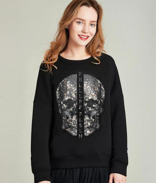 

New Europe Desogner Fashion Drawstring Womenhoodie Loose Rhinestone Style Sweatshirts Winter Long Sleeve Female Pullovers Tops 2021 07ug, As shown
