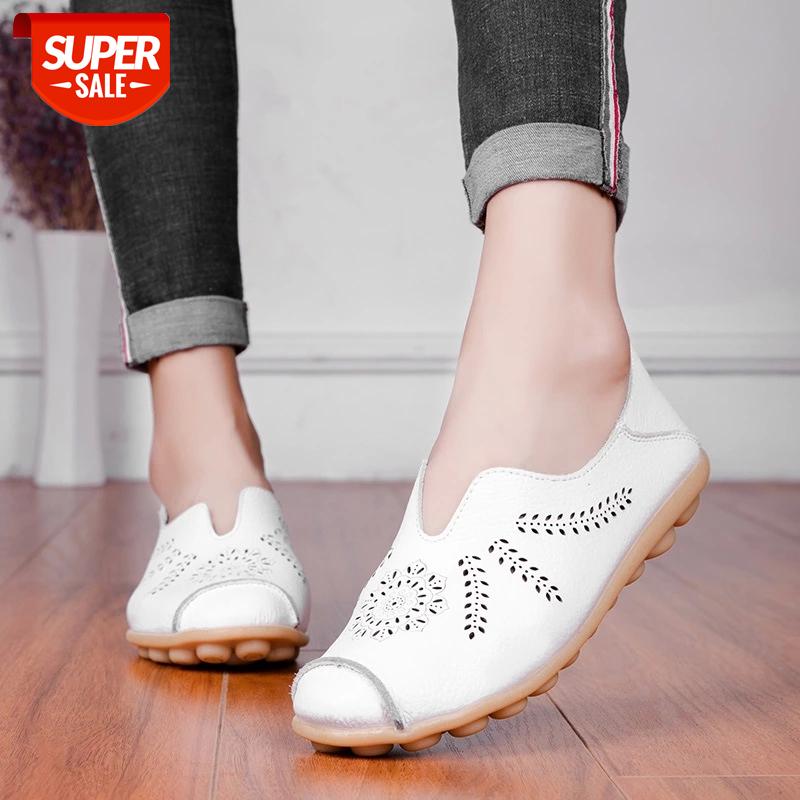 

Genuine Leather Fashion Summer Flats Women Anti Slip Shoes Woman Shoes Flats Summer Beach #eh0y