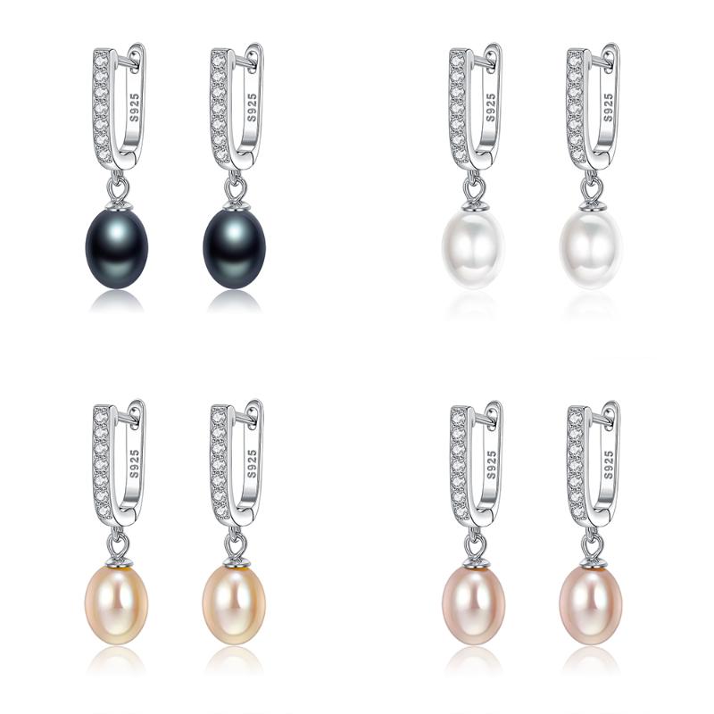 

Stud SILVERHOO 925 Sterling Silver Earrings For Women Luxury Freshwater Pearl Fine Jewelry Pink Pearls Ear Cuffs, Golden;silver