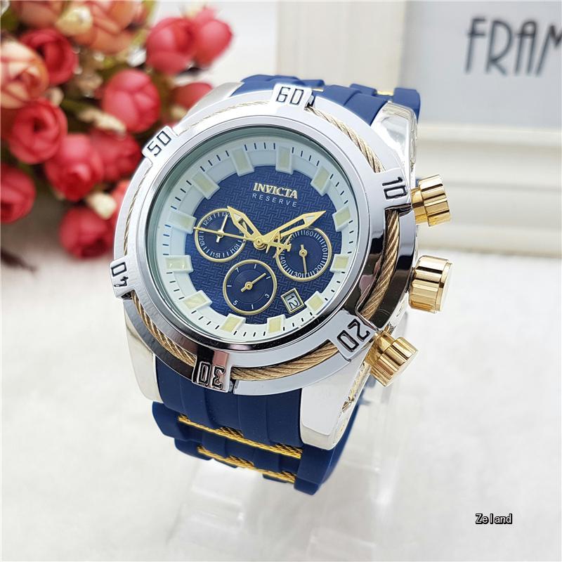 

2021 New and Hot Selling Invicta quartz watch men's sports calendar waterproof watch all functions can be operated, Slivery;brown