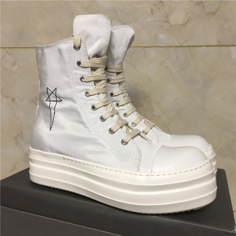

Boots rick Designer boot Ankle Men owens shoe Unisex Shoes Fashion Sneakers Street Dancing Rock Canvas Lace Up High Top Women booties 412E