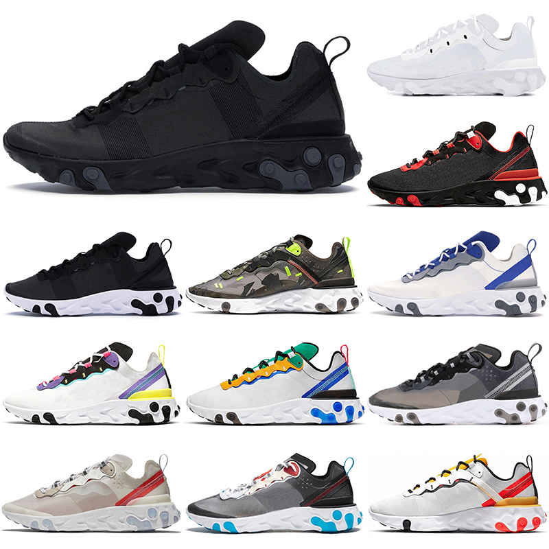 

react running shoes element women 55 87 Triple Black white Camo hyper pink Anthracite Sail Dark Grey Tour Yellow Solar Red trainers sneakers, 55 pale pink 36-40