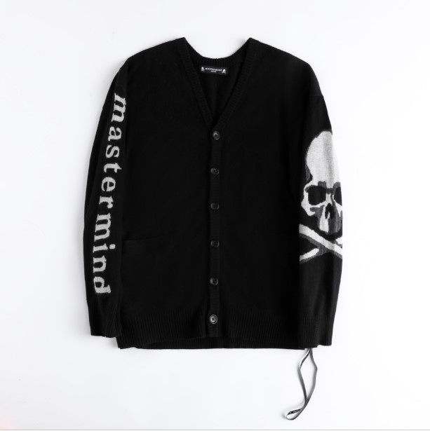 

Mastermind Japan Dark Skull cashmere sweater high street MMJ cardigan, Black;brown