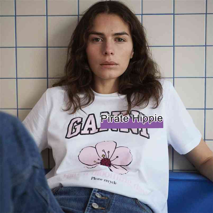 

Lucky Clover Simple Tees Woman Summer Short Sleeve Round Neck Cotton Shirts Tshirt Casual Vintage Femme T-Shirts Tops 210708, Flower