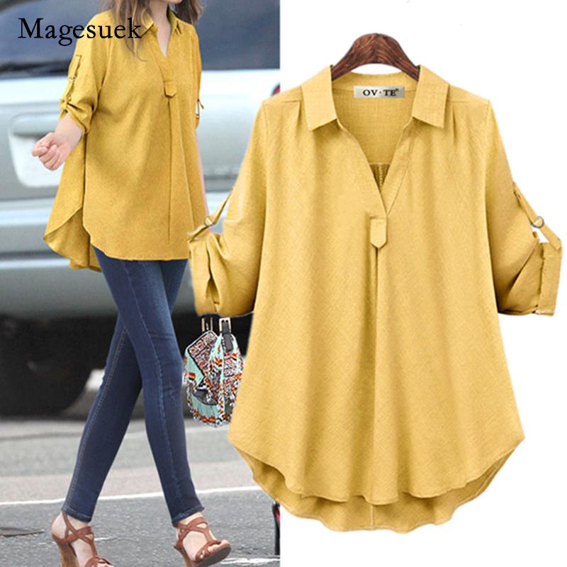 

Women's Blouses & Shirts 2021 Autumn Spring Long Sleeve Blouse Women Fashion Solid Turn-down Collar Tops Office Lady Loose Blusas 17238, Blue