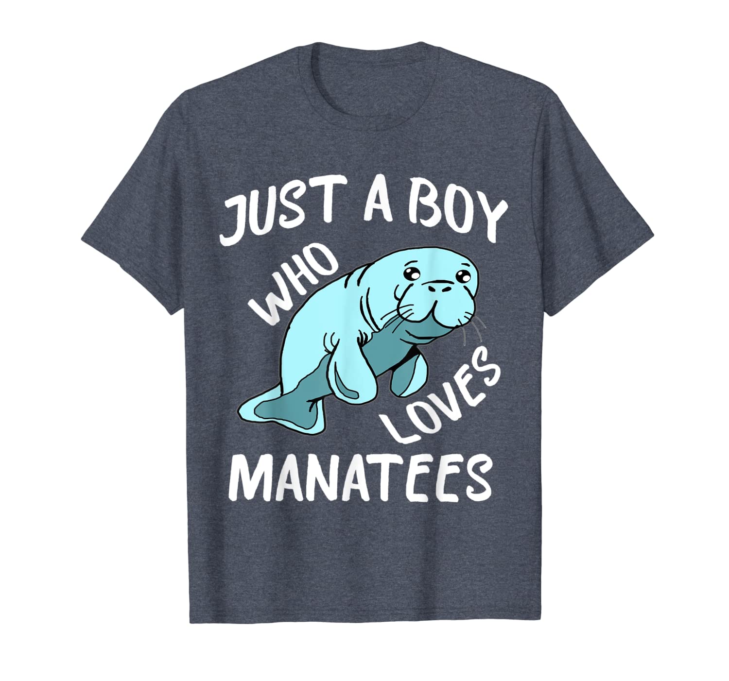 

just a boy who loves manatees dugongidae sea cows t-shirt, White;black