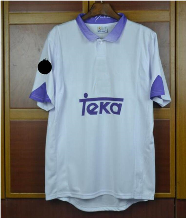 

94 96 Real Madrid Retro version 7 RAUL soccer jersey 97 98 HIERRO REDONDO SUKER SEEDORF Soccer shirt 6 REDONDO, Black;blue