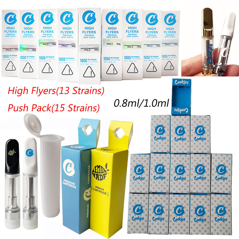 

Cookies Premium Sauce Vape Cartridges Packaging High Flyers Atomizers 0.8ml 1ml Ceramic Carts Thick Oil Cartridge Wax E Cigarettes Vaporizer