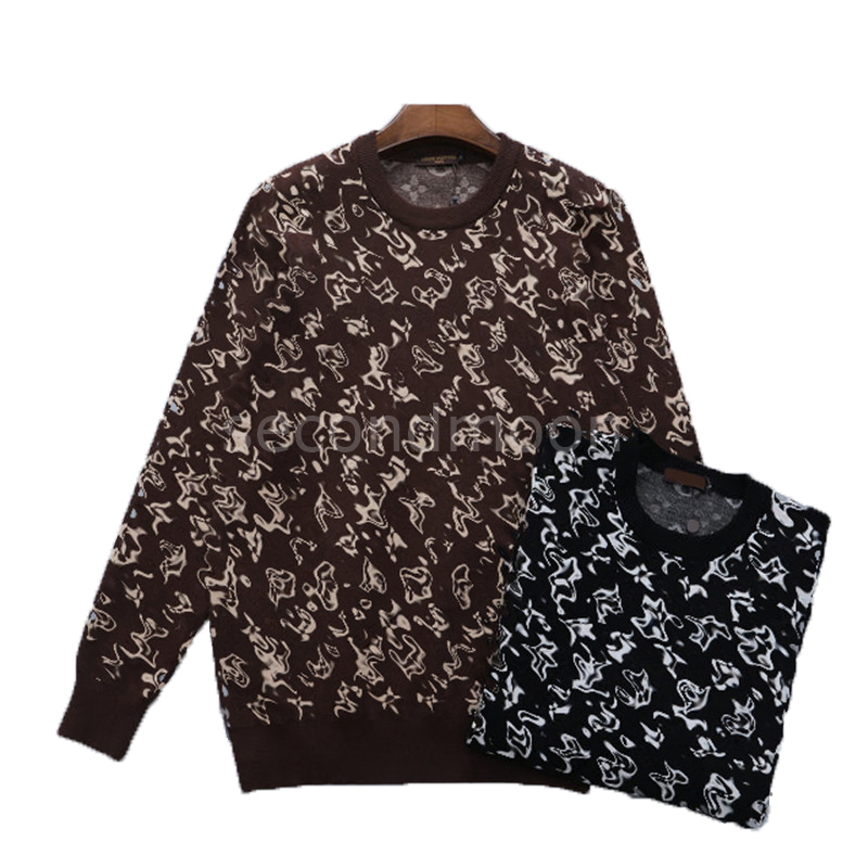 

Luxury Clover Pattern Sweaters Crew Neck Long Sleeve Pullover Men Women Casual Clothing Autumn Winter Fashion Sweater, White;black