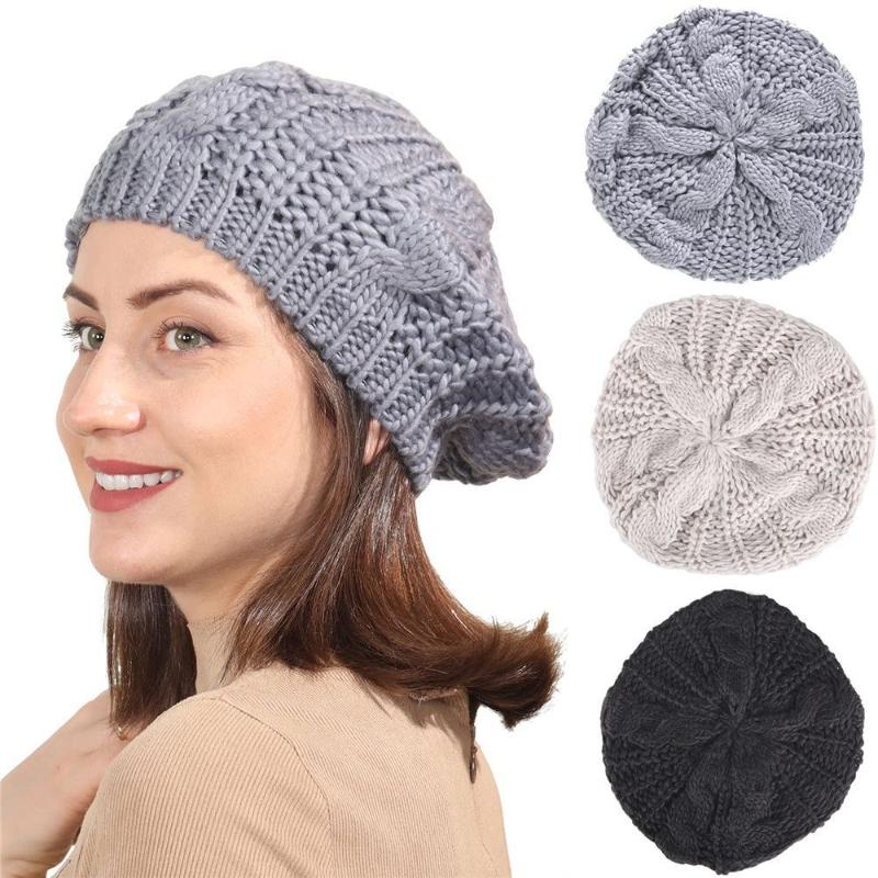 

Beanie/Skull Caps 1PC Fashion Lady Girl Twisted Flower Beret Women Warm Knitted Beanie Hat Multicolor Winter Handmade Knitting Cable Ca, Blue;gray