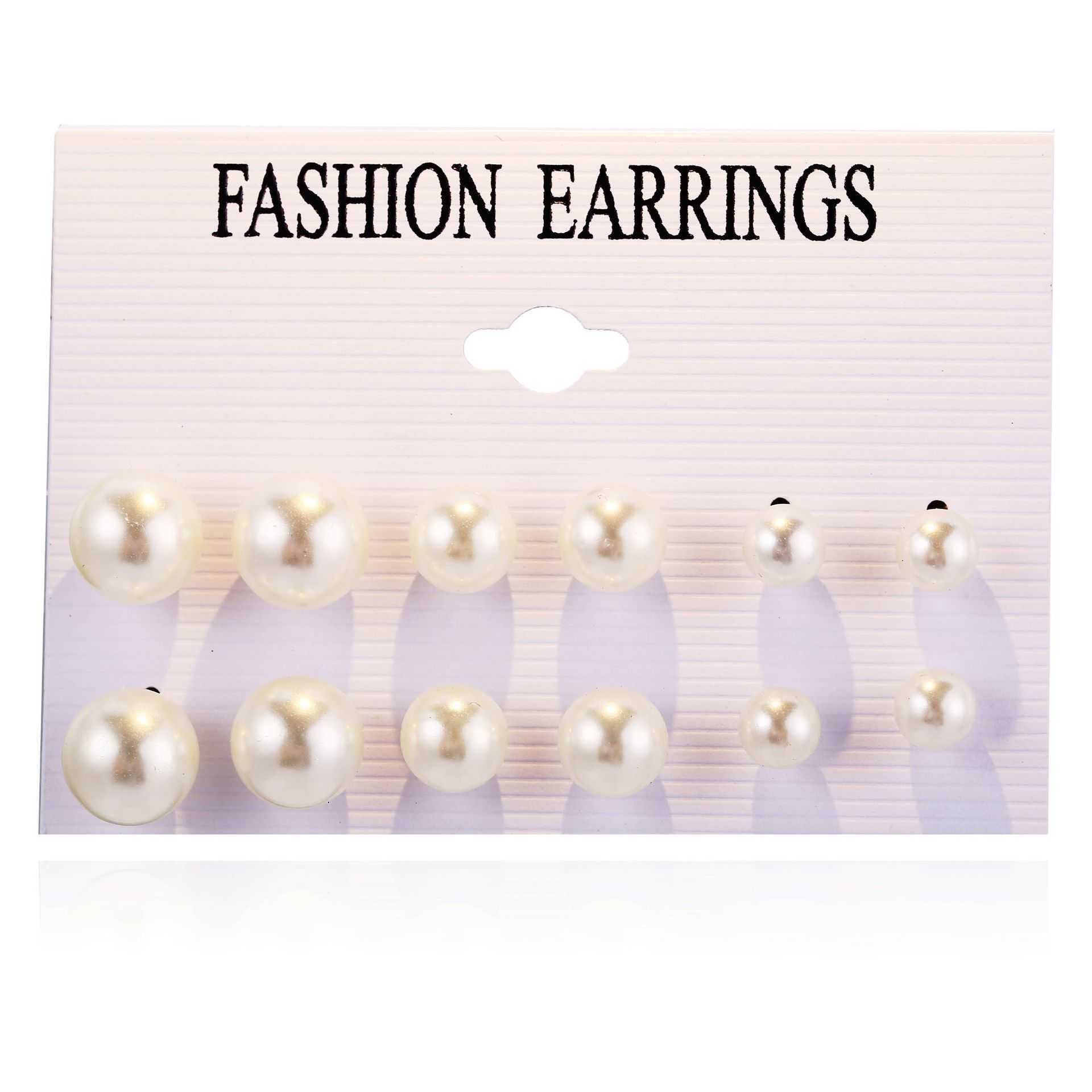 

Womens Earrings Hoop Dangle Stud gold silver plated New style artificial pearl earring set 6 pairs creative simple Baroque Earring for women