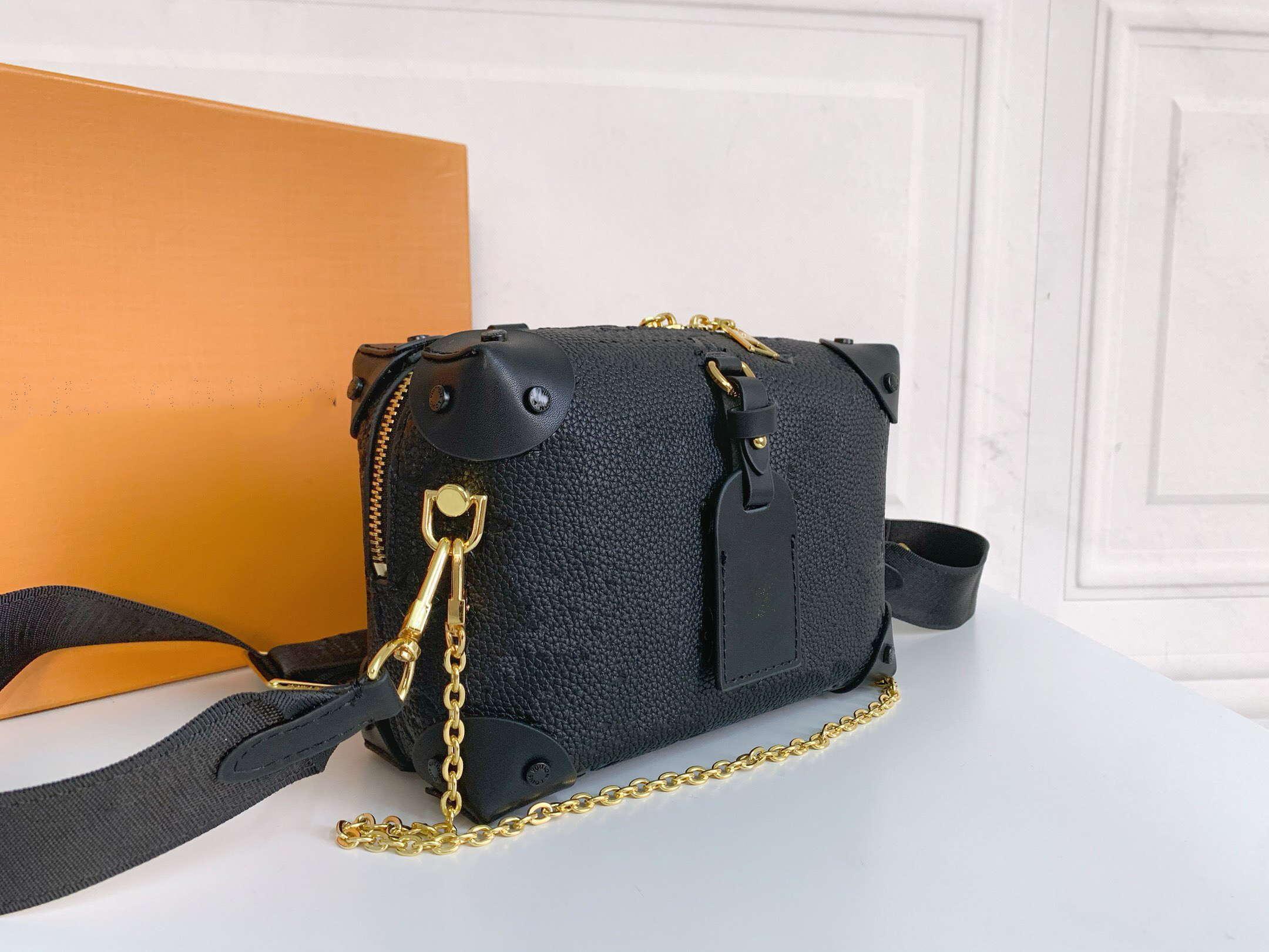 

High Quality Luxurys Designers Bags Handbags Women Messenger Handbag Petite Malle Souple MonogramsChain Square Soft Box Shoulder Crossbody B, Black#m56319