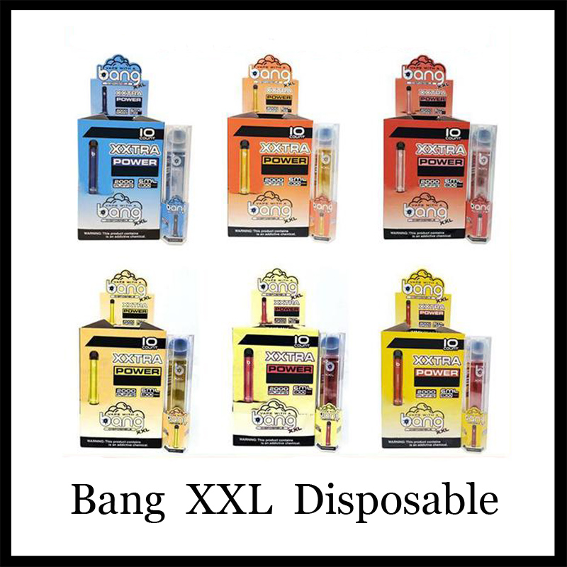 

Bang XXL Disposabl Vapes Pen XXtra Kits E-Cigarettes 5% 2% nic Device 800mAh Battery Pre-filled 6ml Pod 2000 Puffs Vs puff bar Max
