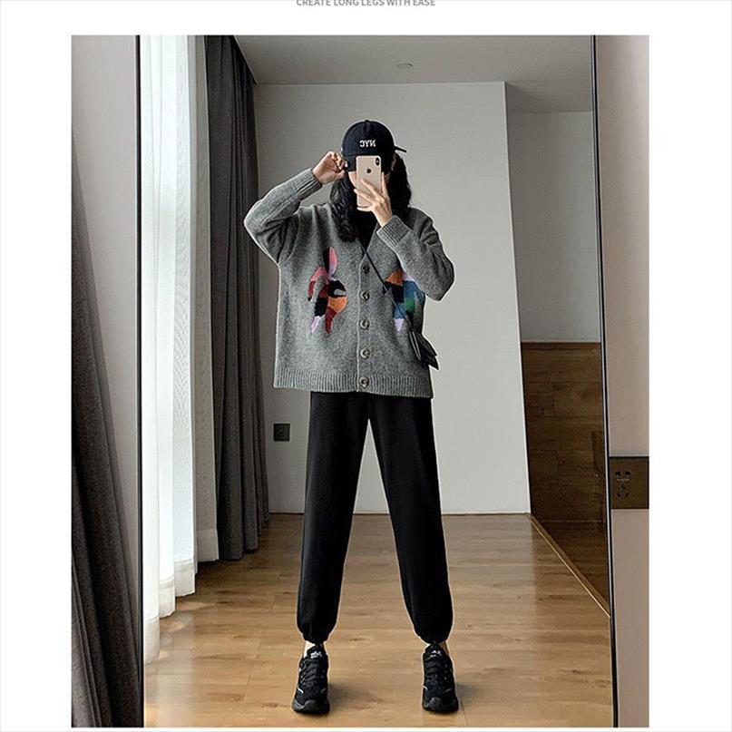 

winter warm trousers joggers drawstring womens pants casual sweatpants fitness workout harem fashion all match, Black;white