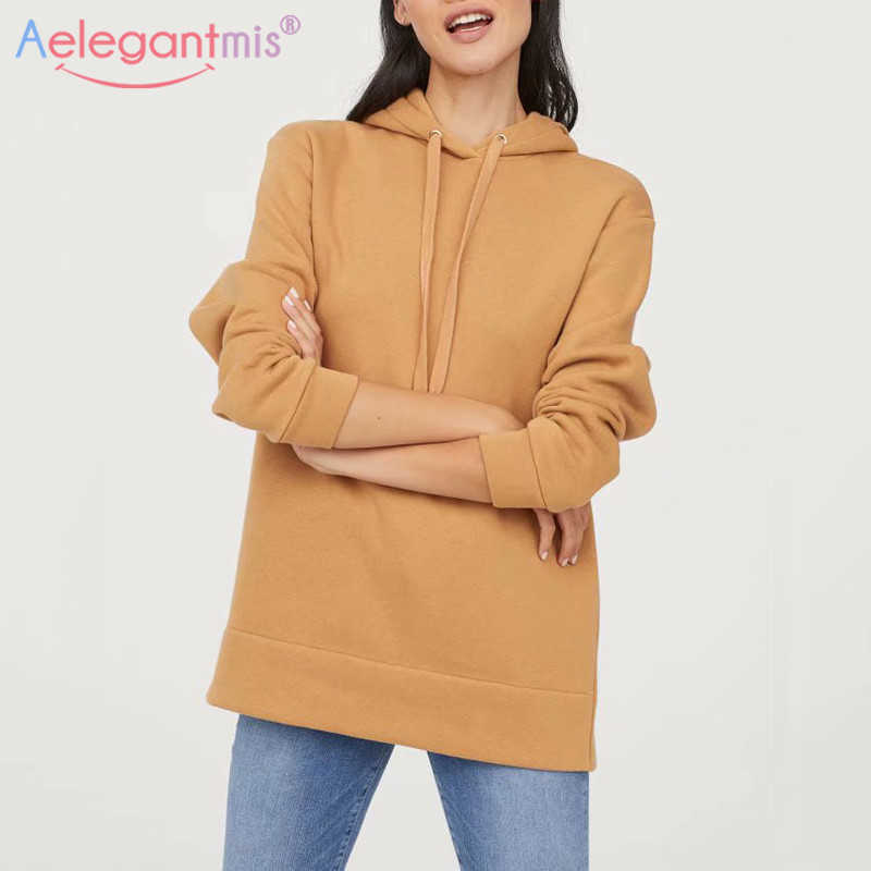 

Aelegantmis Autumn Women Fleece Hoodie Sweatshirts Winter Female Pullovers Coats Women's Sweatshirt Ladies Oversize Hoodies 210607, Orange