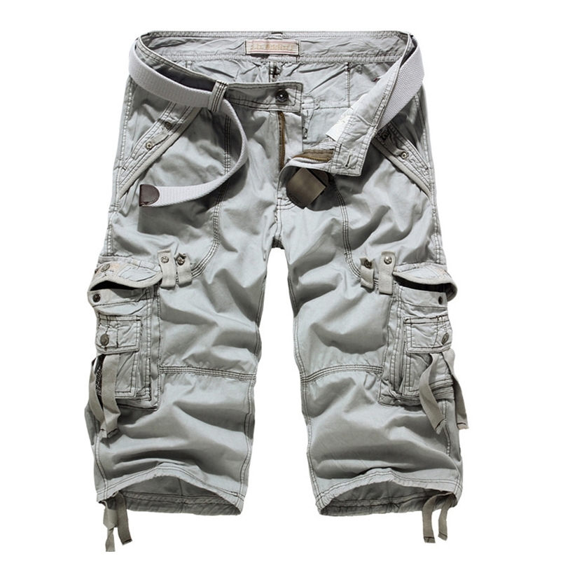 

Summer Cargo Shorts Men Casual Workout Military 's Multi-pocket Calf-length Short Pants ( Belt is not included ) 210629, Red