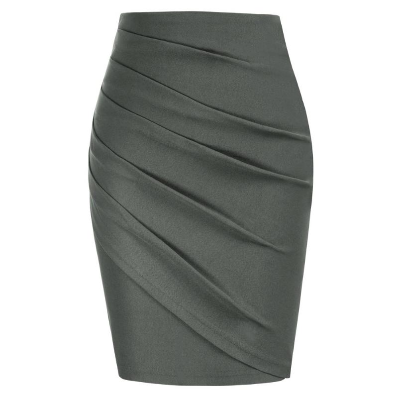 

Skirts Women Vintage Ruched Skirt Slim Fit High Waist Mini Bodycon Sexy Fashion Classic Pencil Office Casual, Black