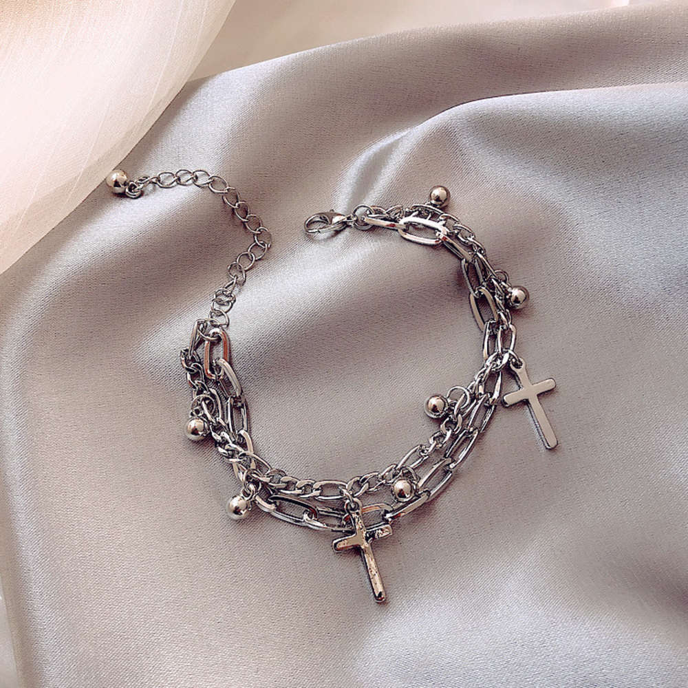 

bracelet Hip hop accessories Titanium Steel Cross Bracelet for women, Golden;silver