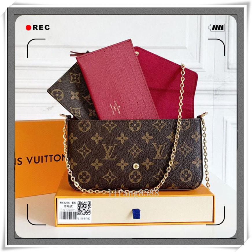 

PU Real leather 40718 favorite luxury handbag fashion crossbody women bag favorite design chain clutch LV LOUIS VITTON, Gray