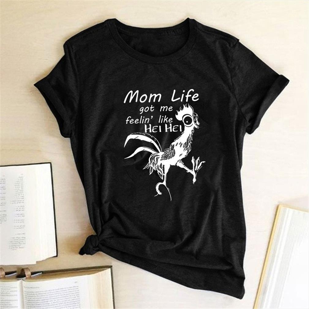 

mom life got me men t shirts feelin like hei print summer funny graphic tee streetwear for casual female, White;black