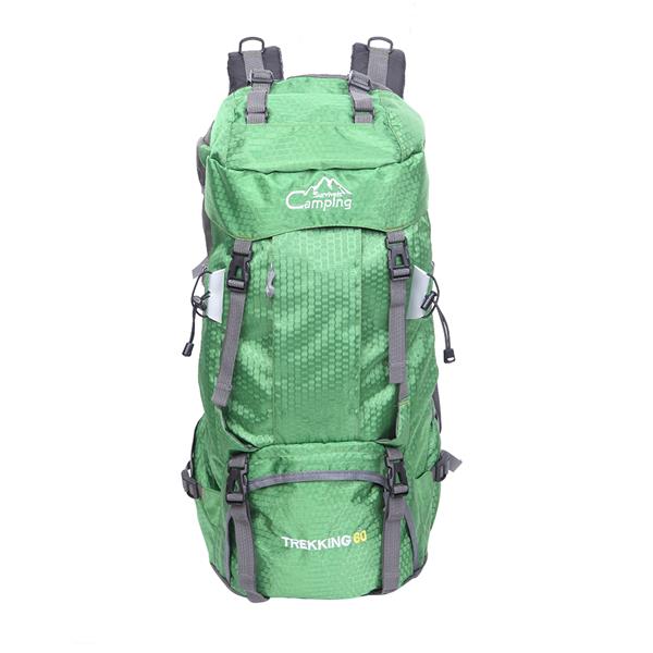 

Large capacity 60L Waterproof Foldable Backpack with Rain Cover Green Outdoor Camping Travel Rucksack Mountaineering Backpack Hiking Day