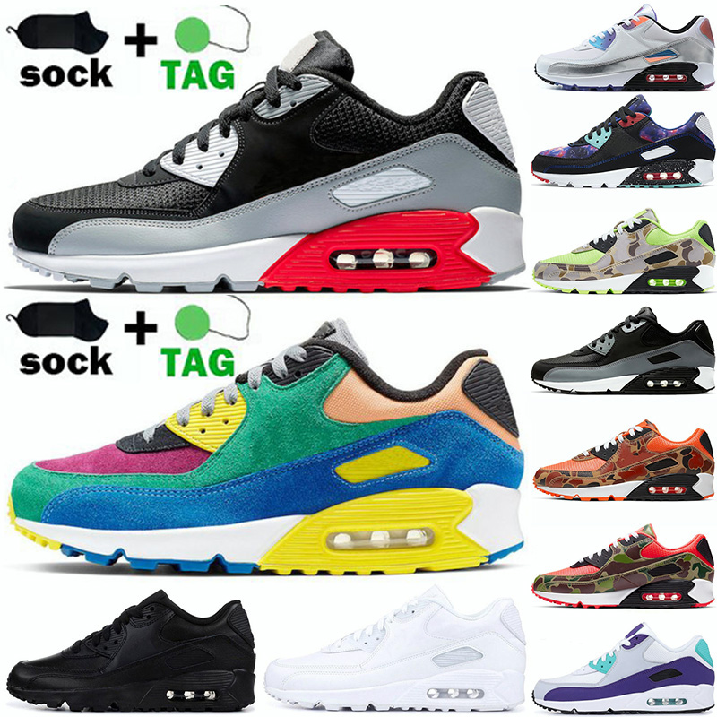 

2021 Top Quality 90 Airs Cushion Mens Running Shoes Triple White Black Infrared Supernova Volt Neon Bred Camo Green 90s Womens Designer Snea