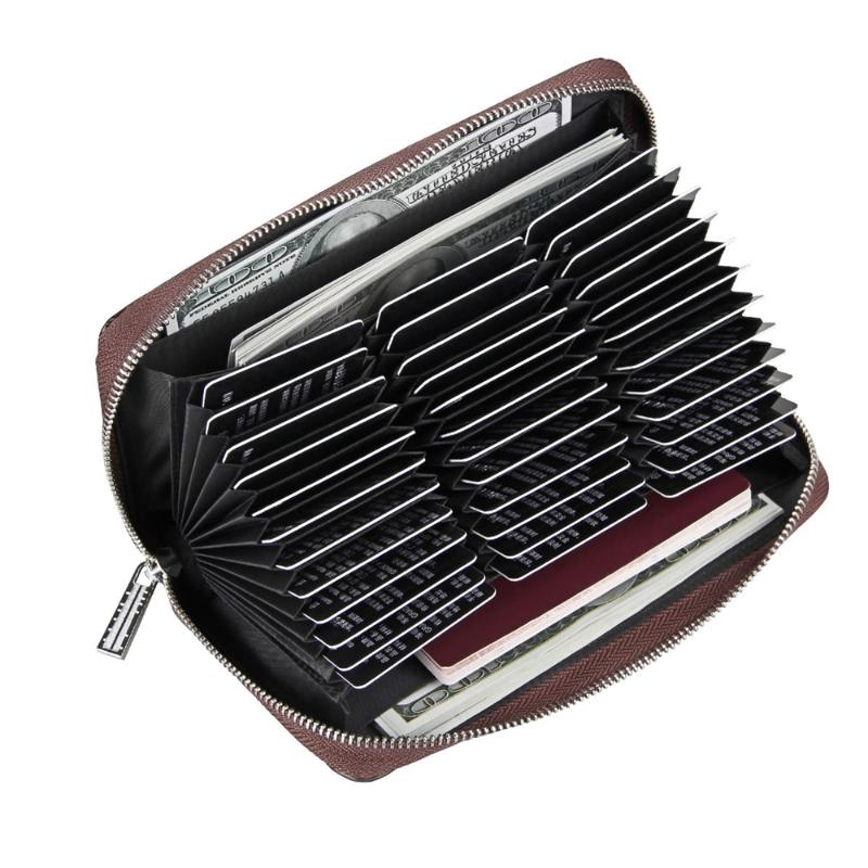 

Card Holders Women Fashion Leather Holder Men Business Credit ID Case Zipper Coin Purse Pocket Wallet, Black
