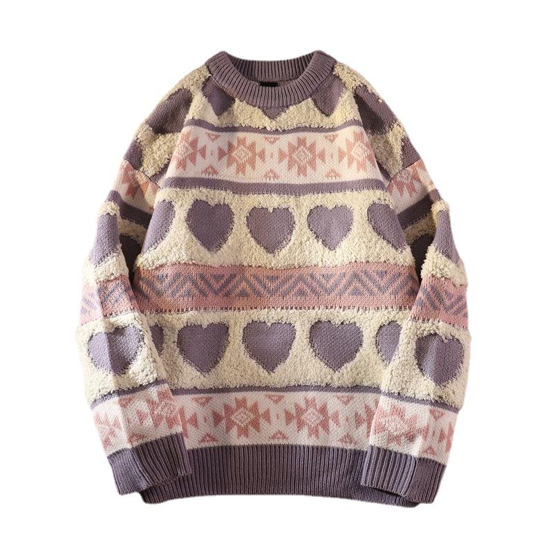 

Women's Sweaters Sweater Pullover Lovers Retro Soft Waxy Love Gentle Women Autumn And Winter Lazy Design Thickened High-grade, White;black