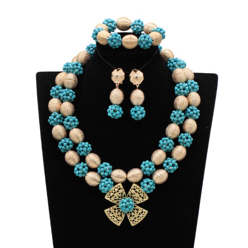 

Earrings & Necklace Double Layers African Beads Balls Gold Jewelry Set Chunky Bridal Party Nigerian Wedding Blue Purple Lavender WE275, Silver