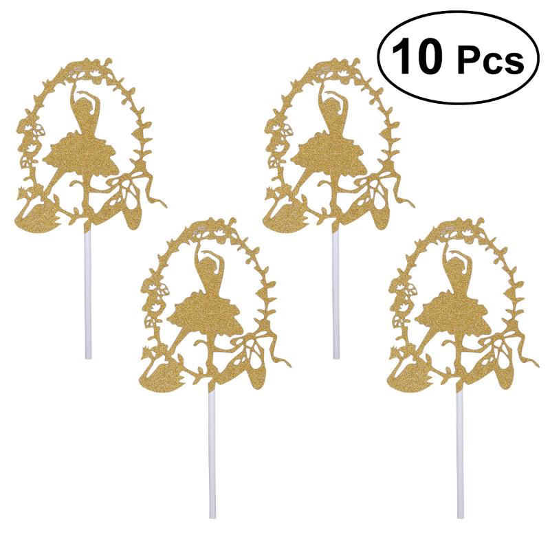 

Other Festive & Party Supplies 10pcs Glitter Mini Garland Wreath Ballet Girl Cake Picks Cupcake Toppers Decorations For Birthday Wedding Hol
