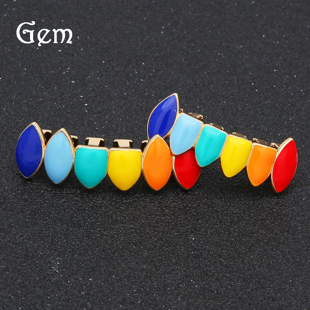 

Hip Hop Gold Plated colorful braces fangs men rap rappers braces trend hip hop accessories