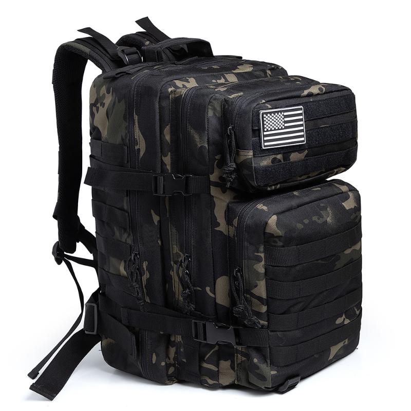 

Outdoor Bags 50L Camouflage Army Backpack Men Military Tactical Assault Molle Hunting Trekking Rucksack Waterproof Bug Out Bag, Black