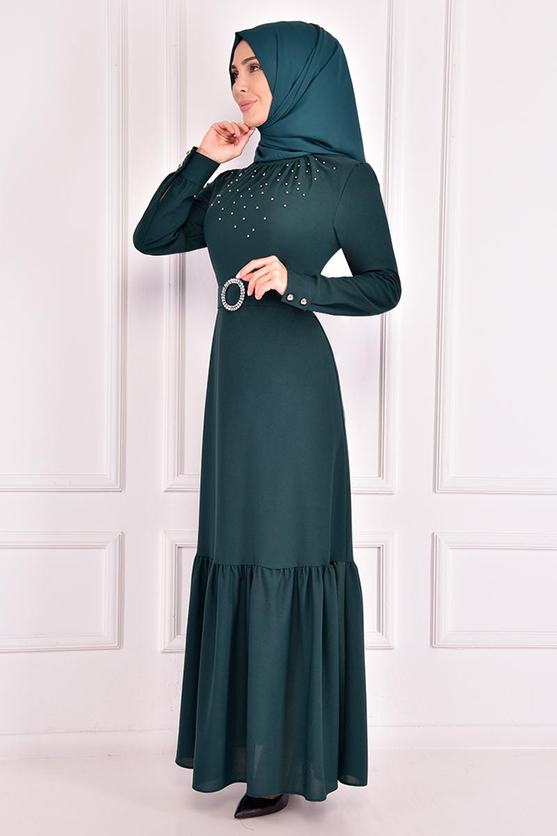 

Ethnic Clothing Pearl Detail Dress Emerald ASM12399