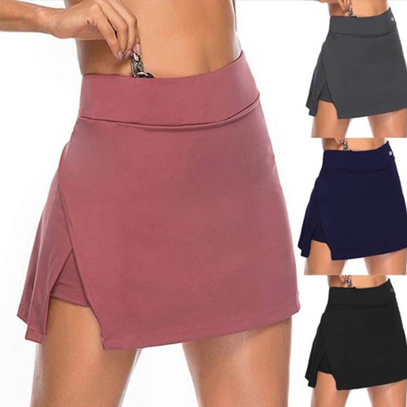 

Yoga Outfit Women Sports Shorts Breathable 2021 Tennis Skirt Fitness Casual Sweat Absorb Anti Exposure Gym Fake Two-Piece Female, Navy blue
