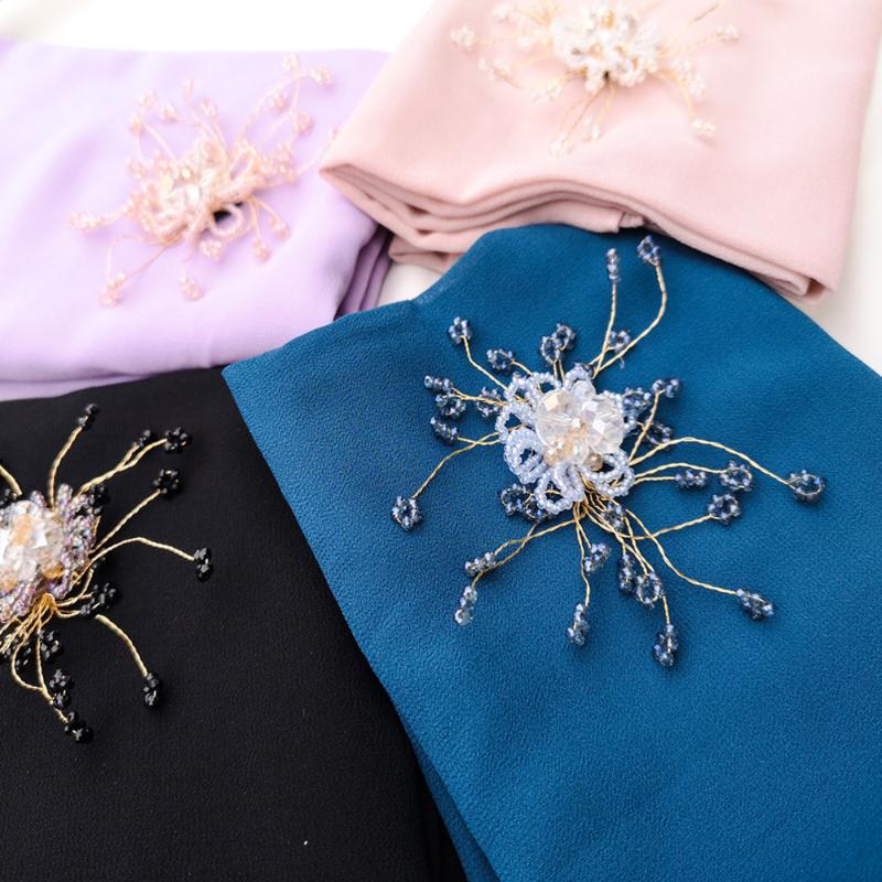 

Scarves Chiffon Abaya Hijab Scarf Muslim Hijabs Head Wrap Turbans For Women Jilbab Headscarfs Foulard Voile Turbante Femme Musulman, Blue;gray