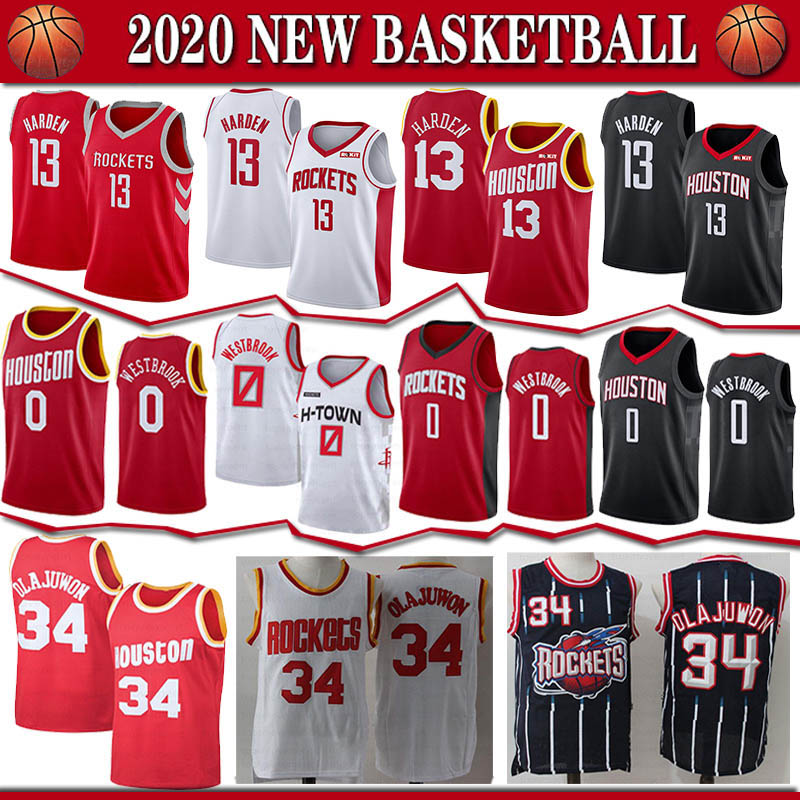 

Houston Rocket jersey 0 Russell Westbrook 13 James Harden 34 Hakeem Olajuwon High quality Basketball jerseys, Black;red