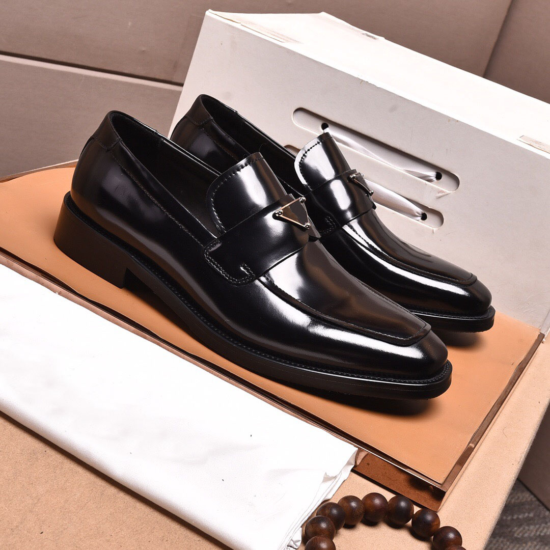 

Mens Business Breathable Formal Dress Shoes Male Brand Office Wedding Genuine Leather Flats Footwear Casual Loafers Size 38-44, Black