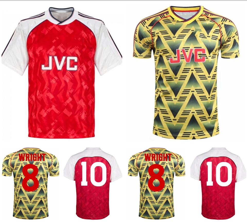 

1990 1991 1992 1993 Ian Wright Tony Adams Cole retro soccer jersey ROCASTLE Dixon Campbell Merson Smith classic vintage football shirt, 90 92 home the football league jersey