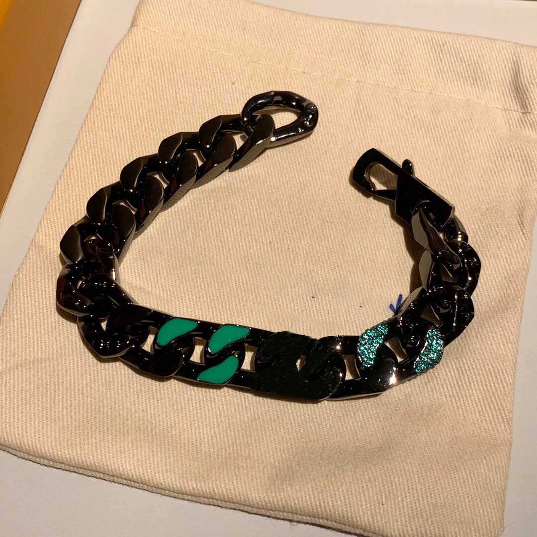 

Men's Bracelets Hip Hop green High Quality black Color Iced Miami Cuban Chain Stainless Steel Bracelet For Male Jewelry Dropshipping
