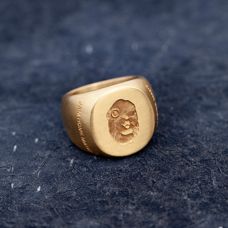 

European and American hip-hop exaggerated personality ape ring head couple men women fashion simple students wild, Silver