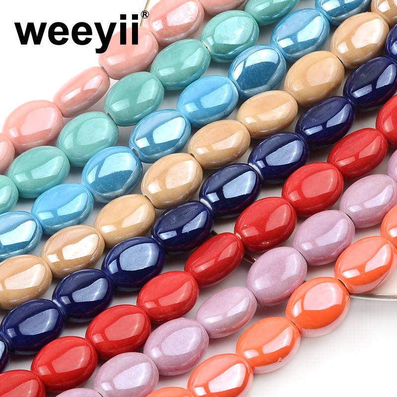 

Other 12x14mm Multicolor Flat Oval Ceramic Beads Loose Spacer For Jewelry Making Bracelet Handmade DIY Accessories