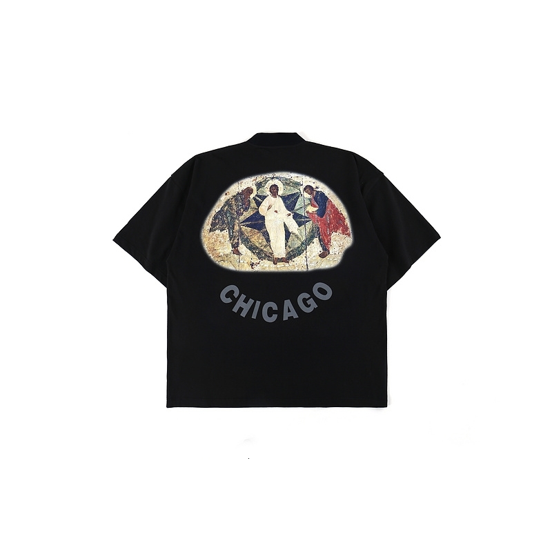

2021 New Kanye West Summer Crew Neck Cotton Woman Jesus Is King's Oversized Hip-hop T-shirt Man 42dj, Black