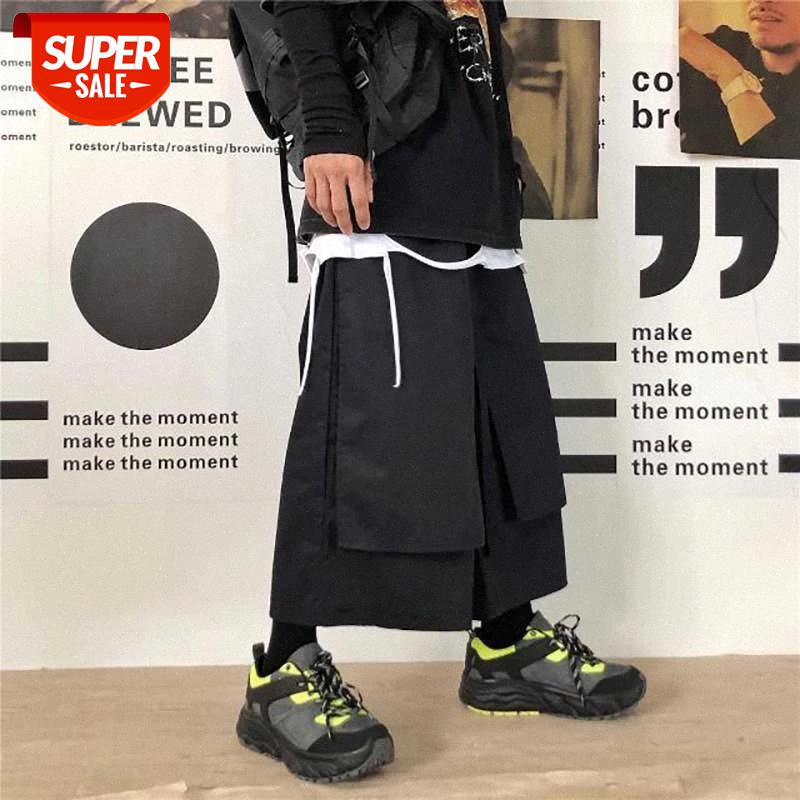 

Female Fashion Splice Loose Wide Leg Skirt Trouser Kimono women Japan Streetwear Hip Hop Punk Gothic Black Harem Pant #Tz9R, Black;white