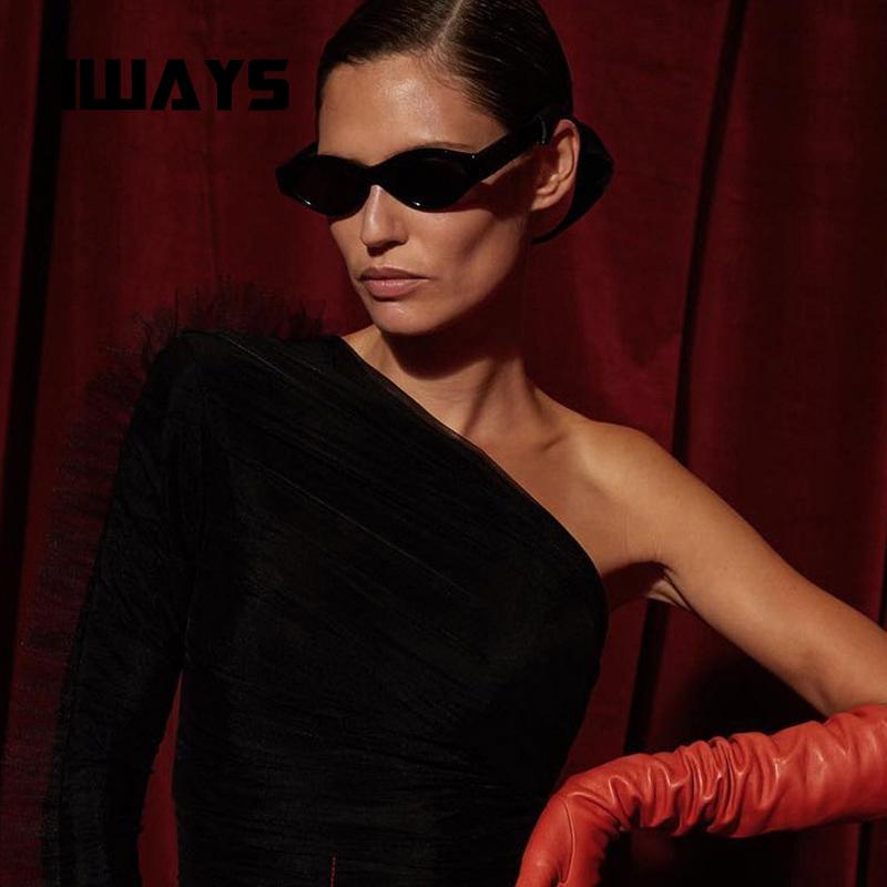 

Sunglasses IWAYS Vintage Oval For Women 2021 Fashion Men Blue-rimmed Glasses Irregular UV400